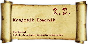 Krajcsik Dominik névjegykártya
